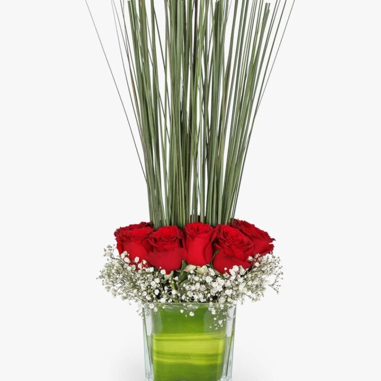 16 Red Rose Vase Arrangement