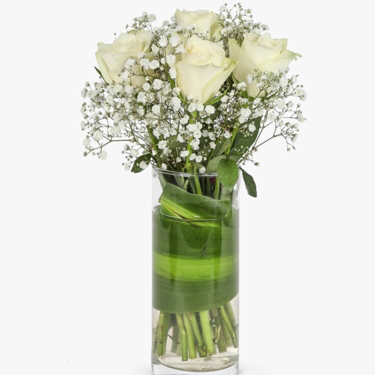 White Rose Vase