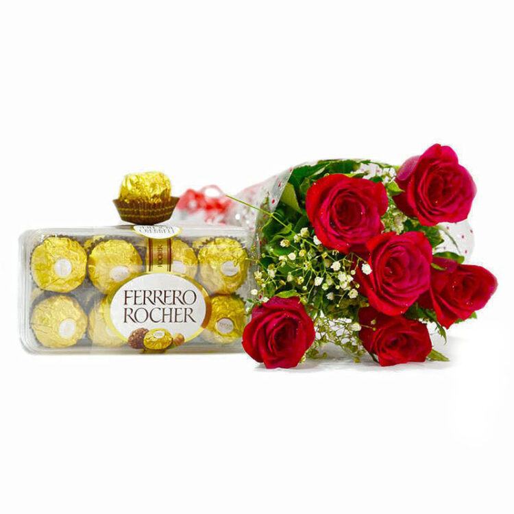 Red Roses with Ferrero Rocher